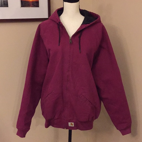 Carhartt Jackets & Blazers - Carhartt women’s dark pink/berry work jacket, Sz L